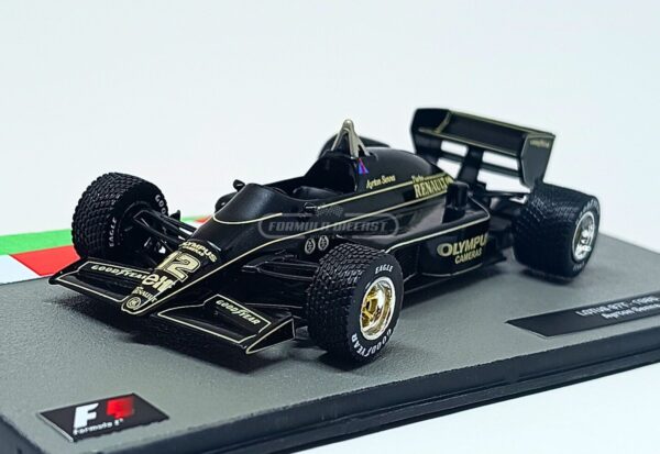 Miniatura de carro Lotus 97T #12 A. Senna, F1 1985, escala 1:43, marca Altaya