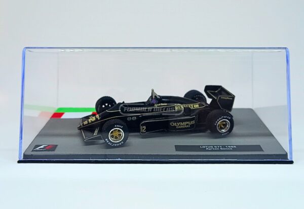 Miniatura de carro Lotus 97T #12 A. Senna, F1 1985, escala 1:43, marca Altaya