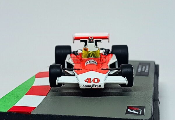 Miniatura de carro McLaren M23 #40 G. Villeneuve, GP Inglaterra 1977, escala 1:43, marca Altaya