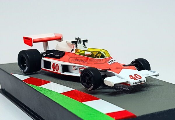 Miniatura de carro McLaren M23 #40 G. Villeneuve, GP Inglaterra 1977, escala 1:43, marca Altaya