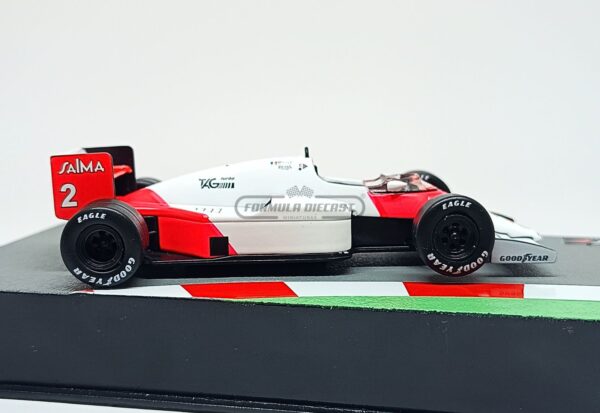 Miniatura de carro McLaren MP4/2B #2 A. Prost, Campeão Mundial F1 1985, escala 1:43, marca Altaya