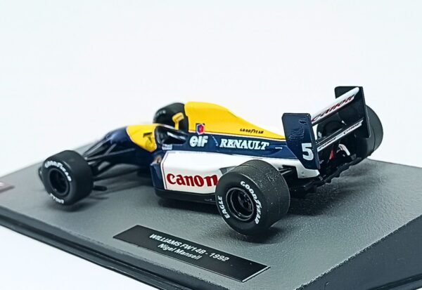 Miniatura de carro Williams Renault FW14B #5 N. Mansell, Campeão Mundial F1 1992, escala 1:43, marca Altaya