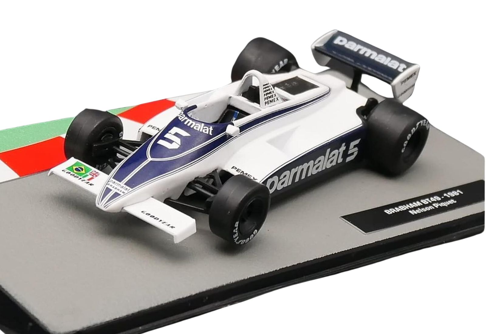 Miniatura de carro Brabham BT49 #5 N. Piquet, Campeão Mundial F1 1981, escala 1:43, marca Altaya