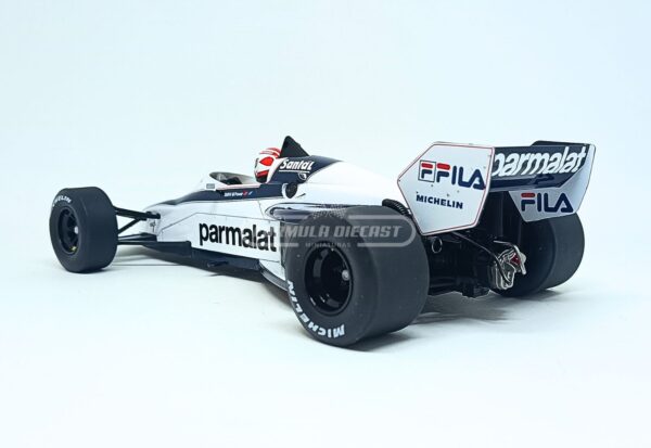 Miniatura de carro Brabham BT52 #5 N. Piquet, vencedor do GP do Brasil, Campeão Mundial F1 1983, escala 1:18, marca MCG