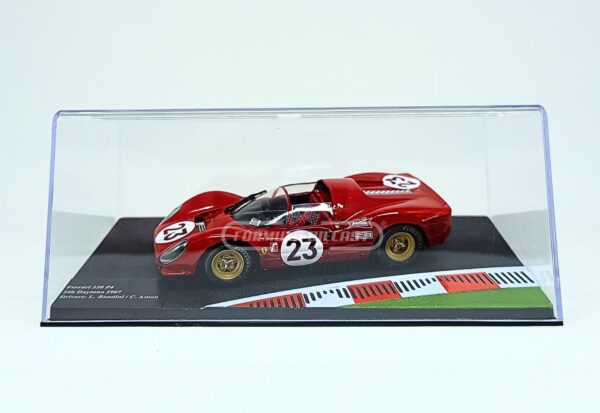 Miniatura de carro Ferrari 330 P4 #23 L. Bandini/C. Amon, vencedor das 24h Daytona 1967, escala 1:43, marca Altaya