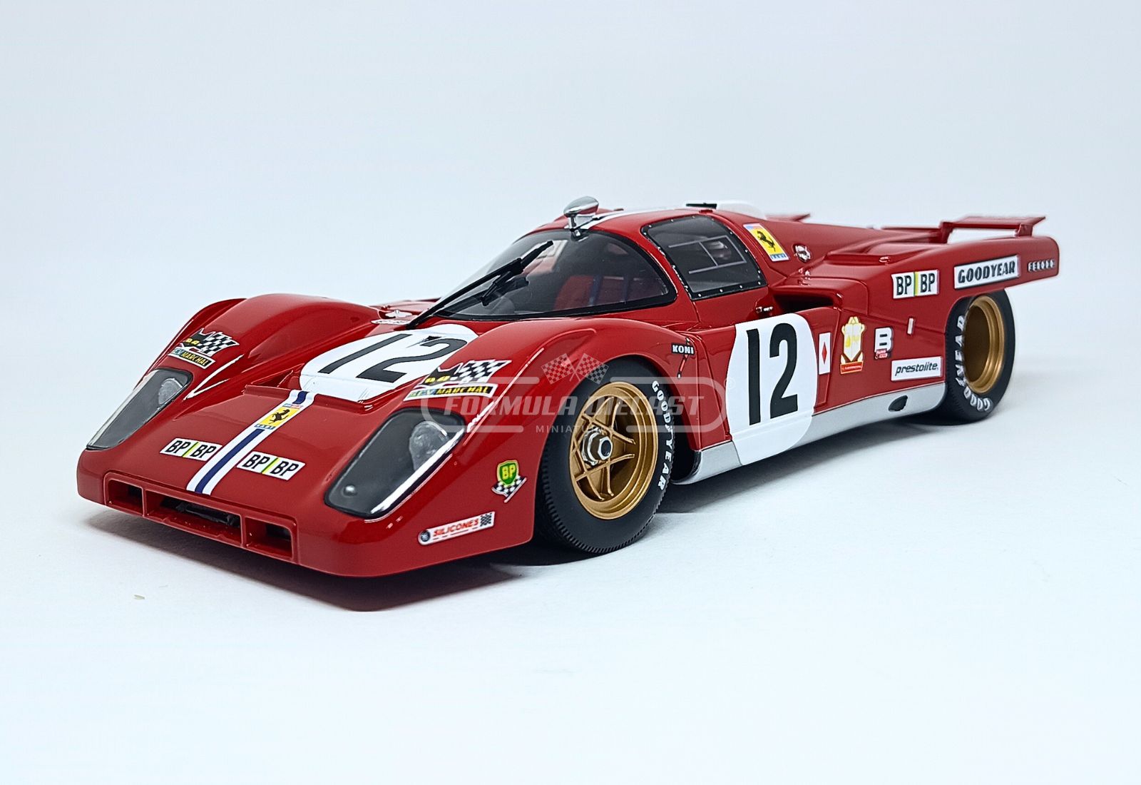 Miniatura de carro Ferrari 512M #12 S. Posey/T. Adamowicz, corrida 24h Le Mans 1971, escala 1:18, marca CMR