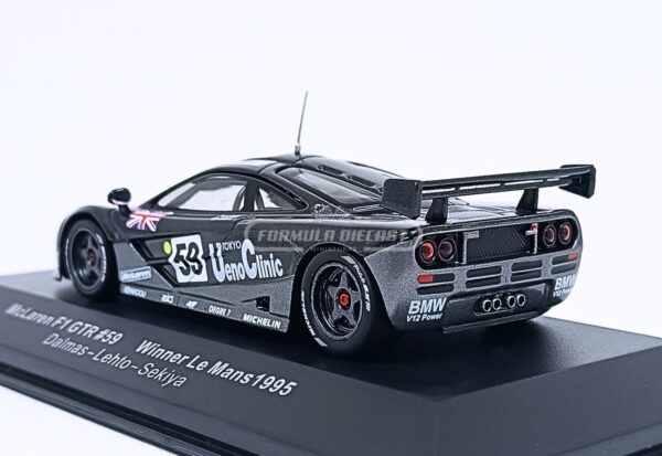 Miniatura de carro McLaren F1 GTR #59 Lehto/Dalmas/Sekiya, vencedor das 24h Le Mans 1995, escala 1:43, marca IXO