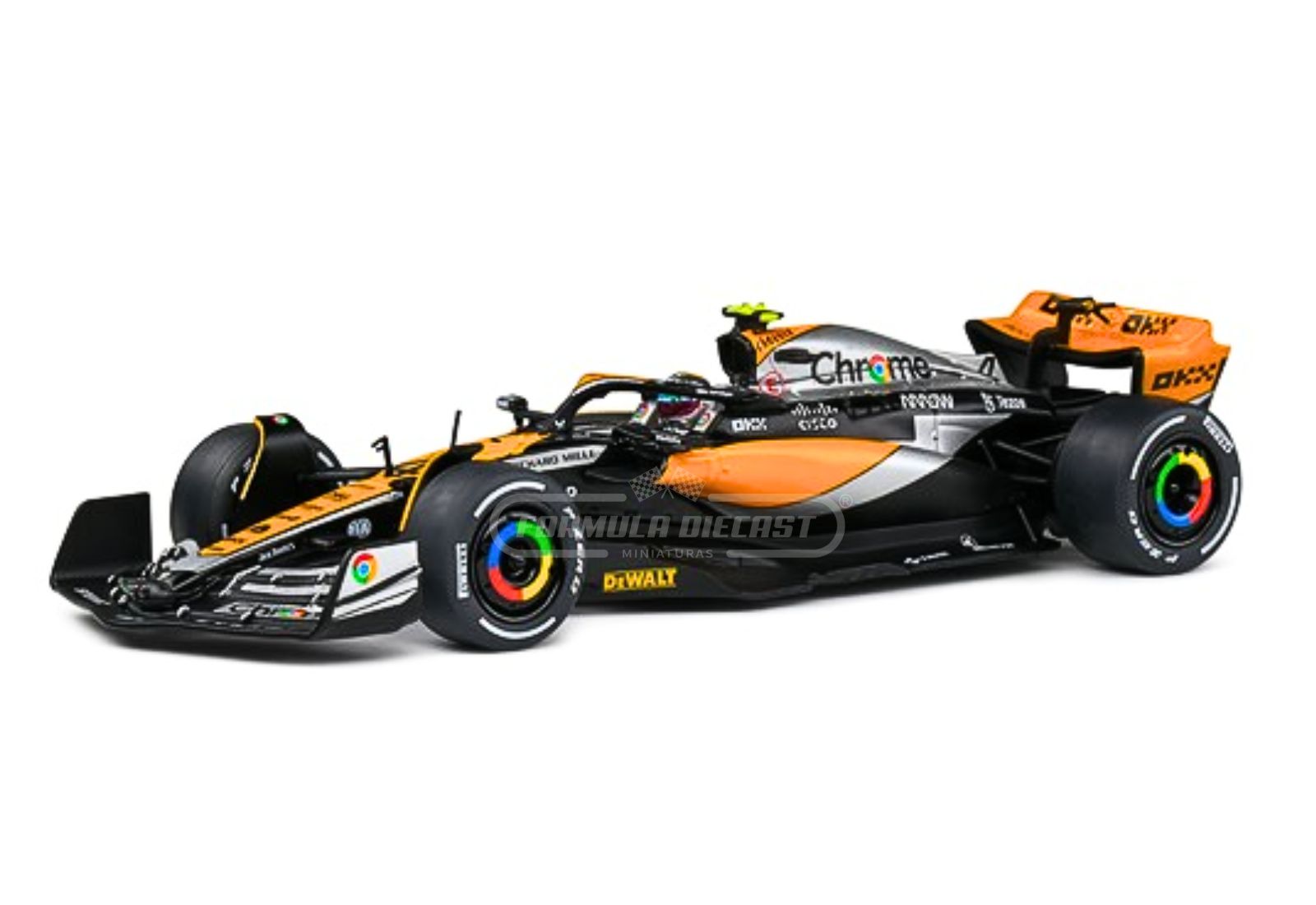 Miniatura de carro McLaren MCL60 #4 L. Norris, GP da Inglaterra F1 2023, escala 1:43, marca Solido