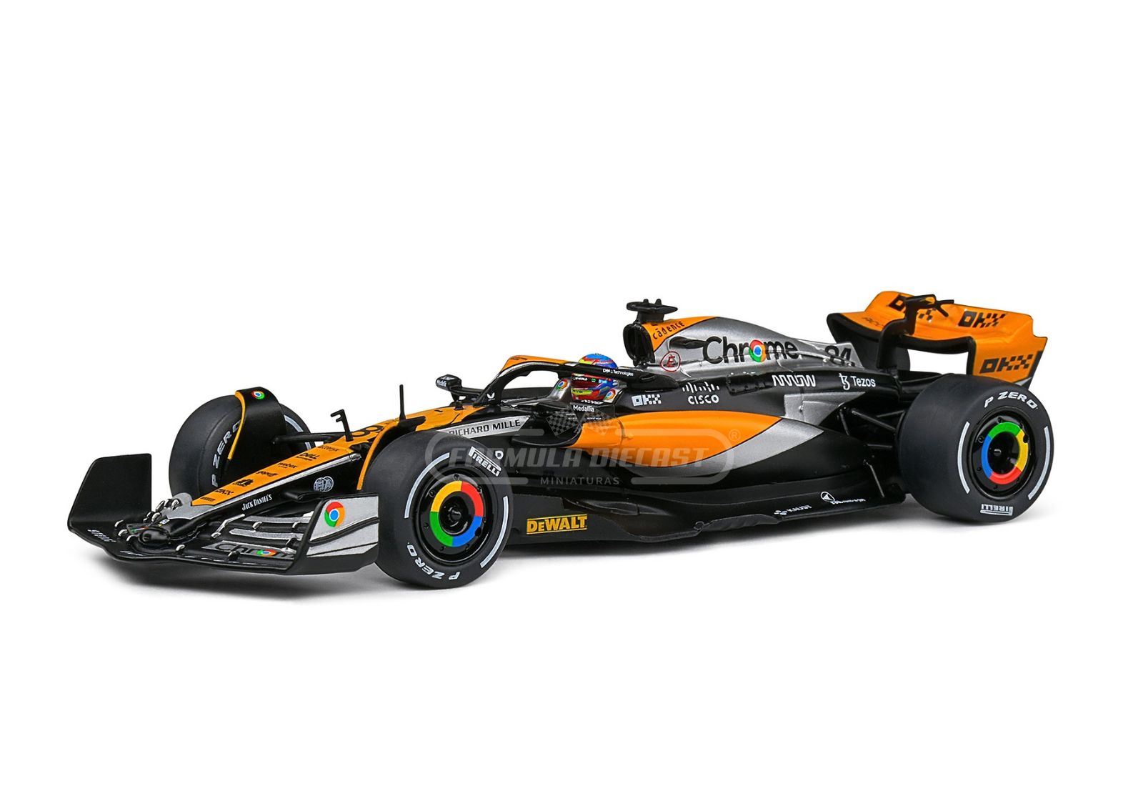 Miniatura de carro McLaren MCL60 #81 O. Piastri, GP Inglaterra F1 2023, escala 1:43, marca Solido