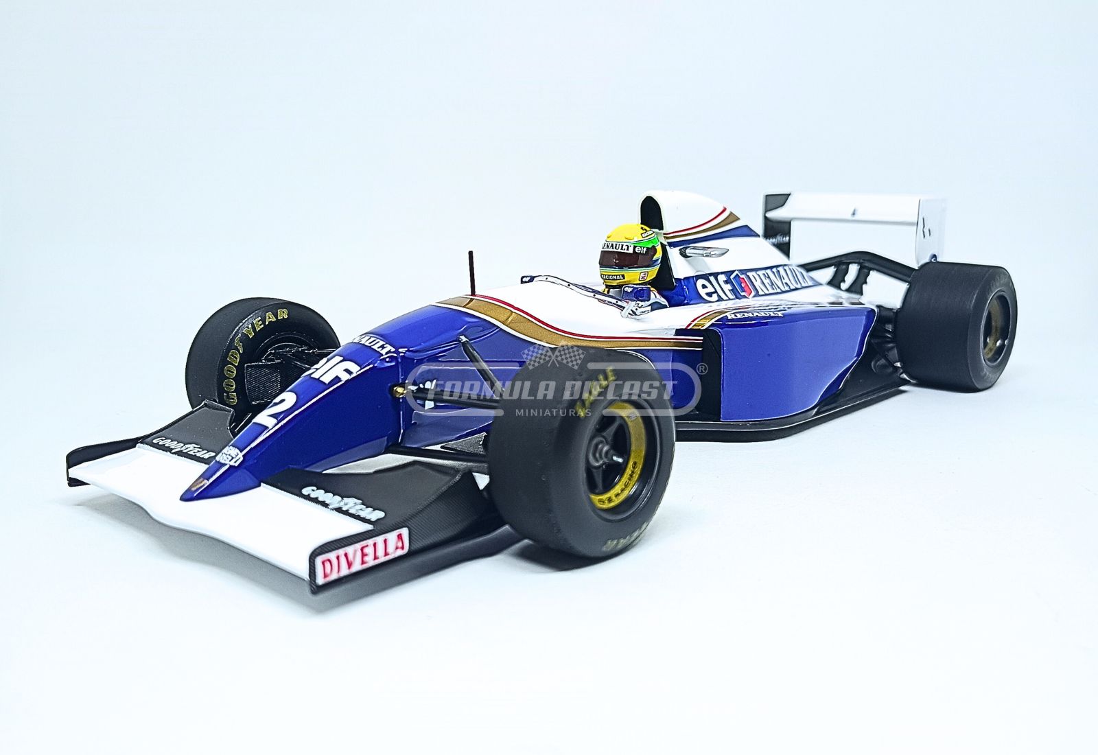 Miniatura de carro Williams Renault FW16 #2 Ayrton Senna, GP San Marino F1 1994, escala 1:18, marca Minichamps