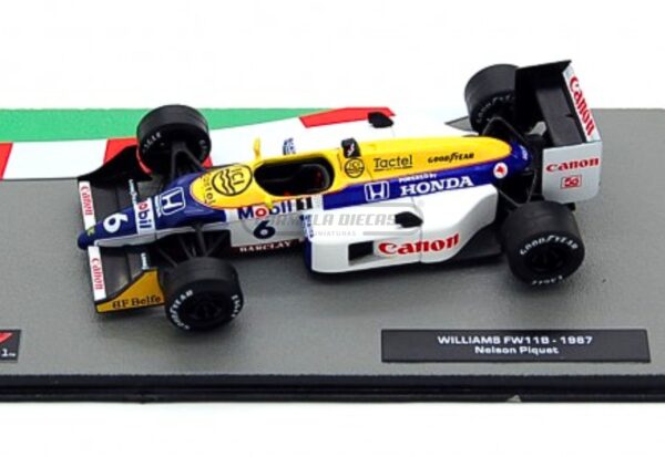 Miniatura de carro Williams FW11B #6 N.Piquet, campeão mundial de Fórmula 1 1987, escala 1:43, marca Altaya