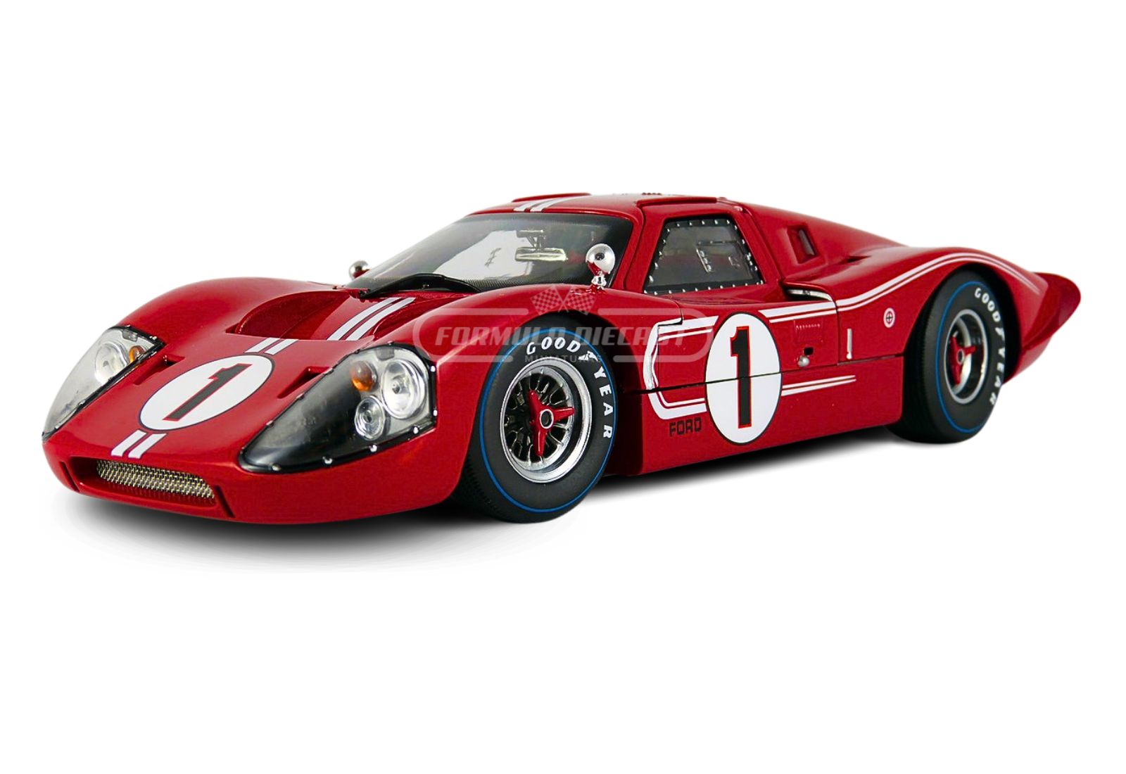 Miniatura de carro Ford GT40 MK IV #1 pilotado por Gurney e Foyt, vencedor das 24h de Le Mans 1967, escala 1:18, marca Shelby Collectibles