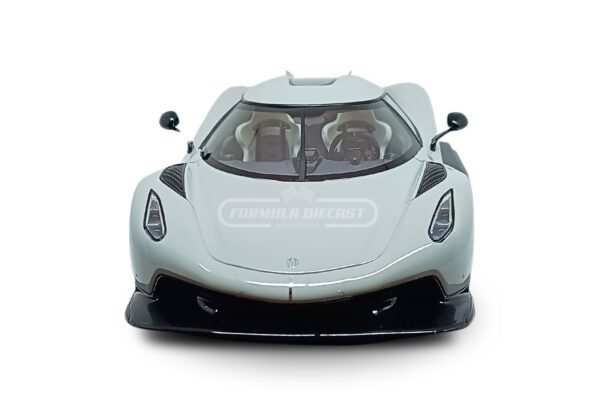 Miniatura de carro Koenigsegg Jesko Absolut 2022, cor cinza, escala 1:18, marca GT Spirit