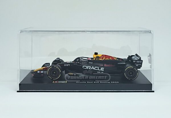 Miniatura de carro Red Bull RB20 #1 Max Verstappen (com piloto), Campeão Mundial F1 2024, escala 1:43, marca Bburago