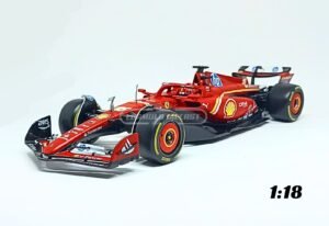 Miniatura de carro Ferrari SF-24 #16 C. Leclerc, F1 2024, escala 1:18, marca Bburago