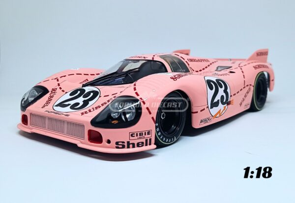 Miniatura de carro Porsche 917/20 "Pink Pig" #23 pilotado por Kauhsen e Joest, 24h Le Mans 1971, escala 1:18, marca Werk83