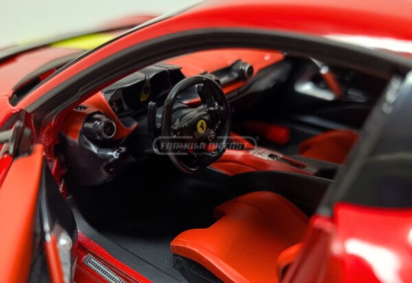 Miniatura de carro Ferrari 812 Competizione 2021, cor Rosso Corsa, escala 1:18, marca Bburago Signature