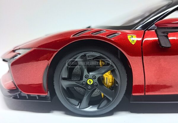 Miniatura de carro Ferrari SF90XX Stradale 2024, cor Rosso Magma, escala 1:18, marca Bburago