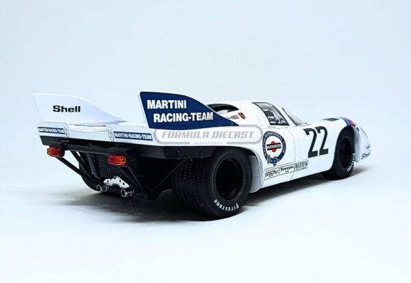 Miniatura de carro Porsche 917K #22 G. Van Lennep/H. Marko, vencedor 24h Le Mans 1971, escala 1:18, marca Norev