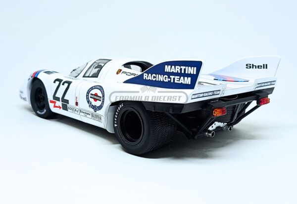 Miniatura de carro Porsche 917K #22 G. Van Lennep/H. Marko, vencedor 24h Le Mans 1971, escala 1:18, marca Norev