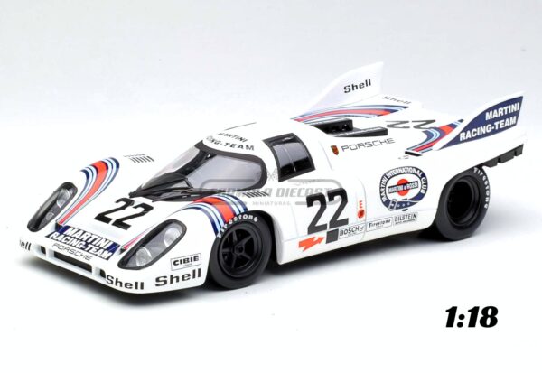 Miniatura de carro Porsche 917K #22 G. Van Lennep/H. Marko, vencedor 24h Le Mans 1971, escala 1:18, marca Norev