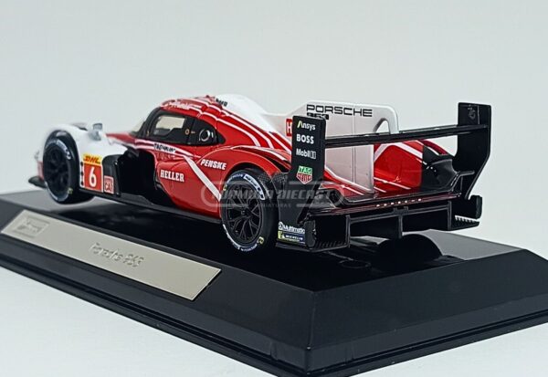 Miniatura de carro Porsche 963 #6 pilotado por Estre, Lotterer e Vanthoor, 4º lugar 24h de Le Mans 2024, escala 1:43, marca Bburago
