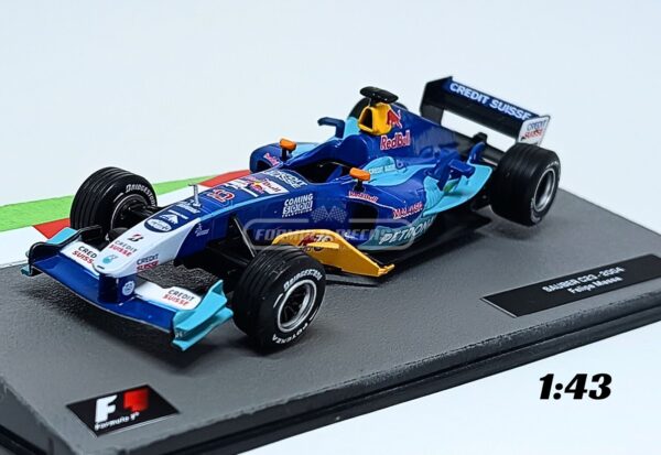 Miniatura de carro Sauber C23 #12 pilotado por Felipe Massa na temporada F1 2004, escala 1:43, marca Altaya