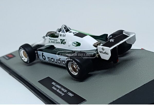 Miniatura de carro Williams FW08 #6 pilotado por Keke Rosberg, campeão mundial F1 1982, escala 1:43, marca Altaya