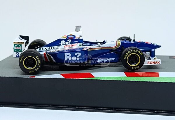 Miniatura de carro Williams FW19 #3 pilotado por Jacques Villeneuve, campeão mundial F1 1997, escala 1:43, marca Altaya