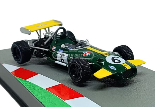 Miniatura de carro Brabham BT26A #6 pilotado por Jacky Ickx, temporada F1 1969, escala 1:43, marca Altaya