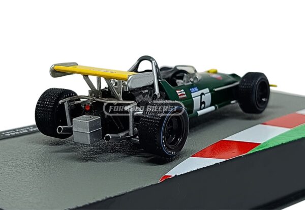 Miniatura de carro Brabham BT26A #6 pilotado por Jacky Ickx, temporada F1 1969, escala 1:43, marca Altaya