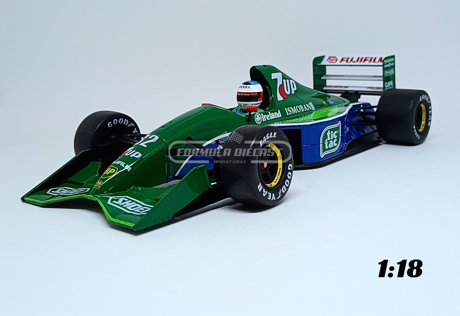 Miniatura de carro Jordan J191 #32 M. Schumacher, 1ª corrida GP Bélgica F1 1991, escala 1:18, marca Werk83