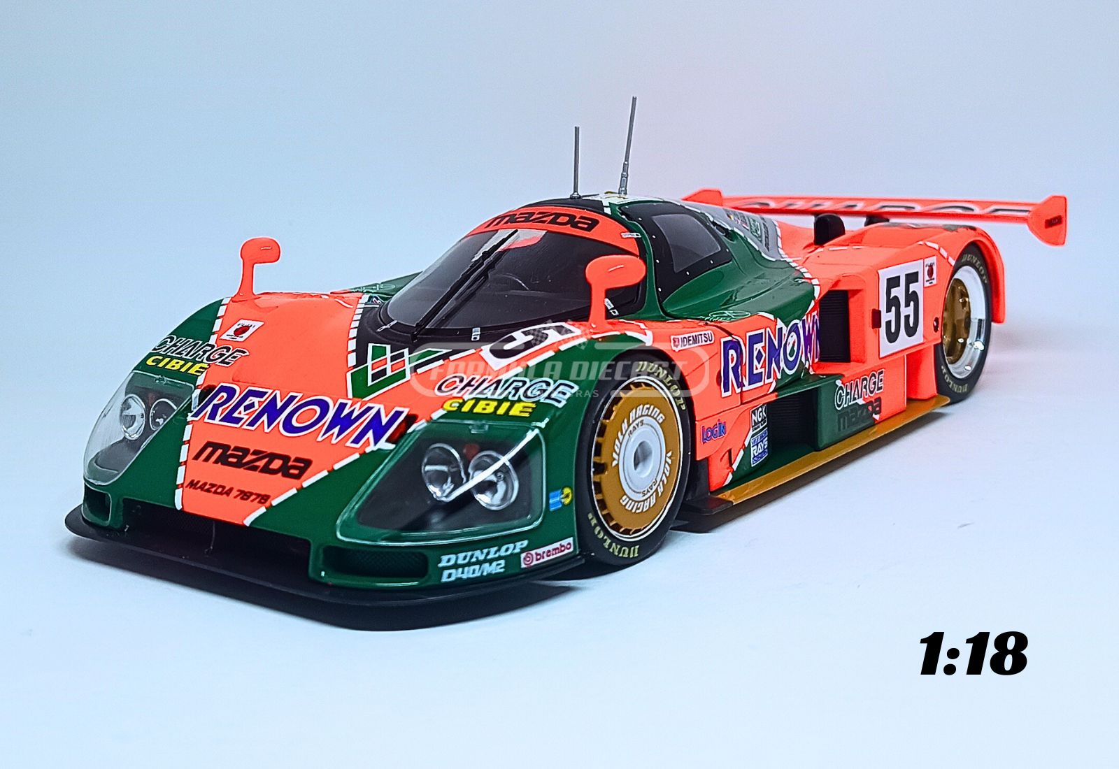 Miniatura de carro Mazda 787B #55 Weidler/Herbert/Gachot, vencedor 24h Le Mans 1991, escala 1:18, marca Werk83