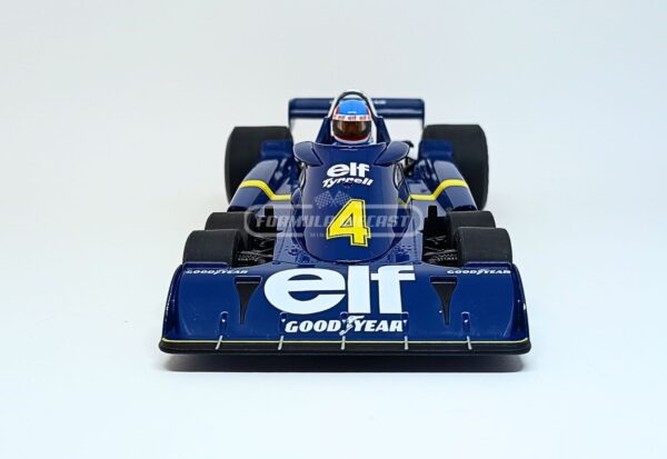 Miniatura de carro Tyrrell P34-2 #4 P. Depailler, 2º lugar GP Suécia F1 1976, escala 1:18, marca MCG