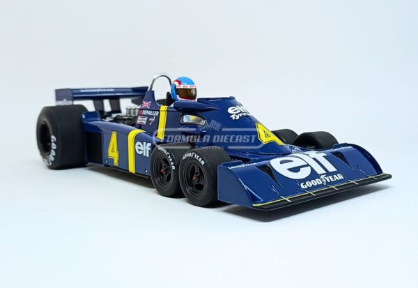 Miniatura de carro Tyrrell P34-2 #4 P. Depailler, 2º lugar GP Suécia F1 1976, escala 1:18, marca MCG