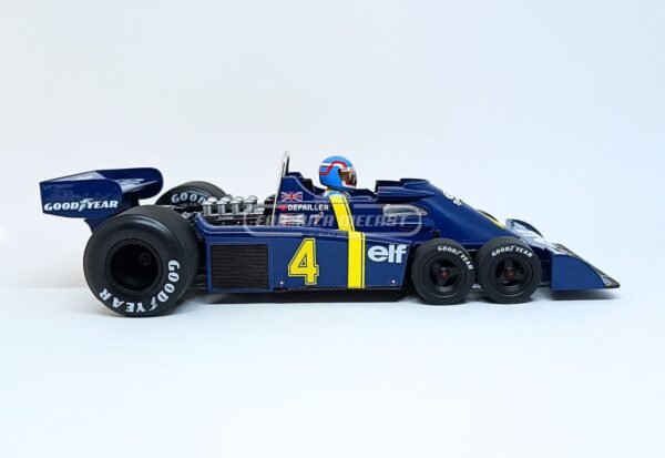 Miniatura de carro Tyrrell P34-2 #4 P. Depailler, 2º lugar GP Suécia F1 1976, escala 1:18, marca MCG