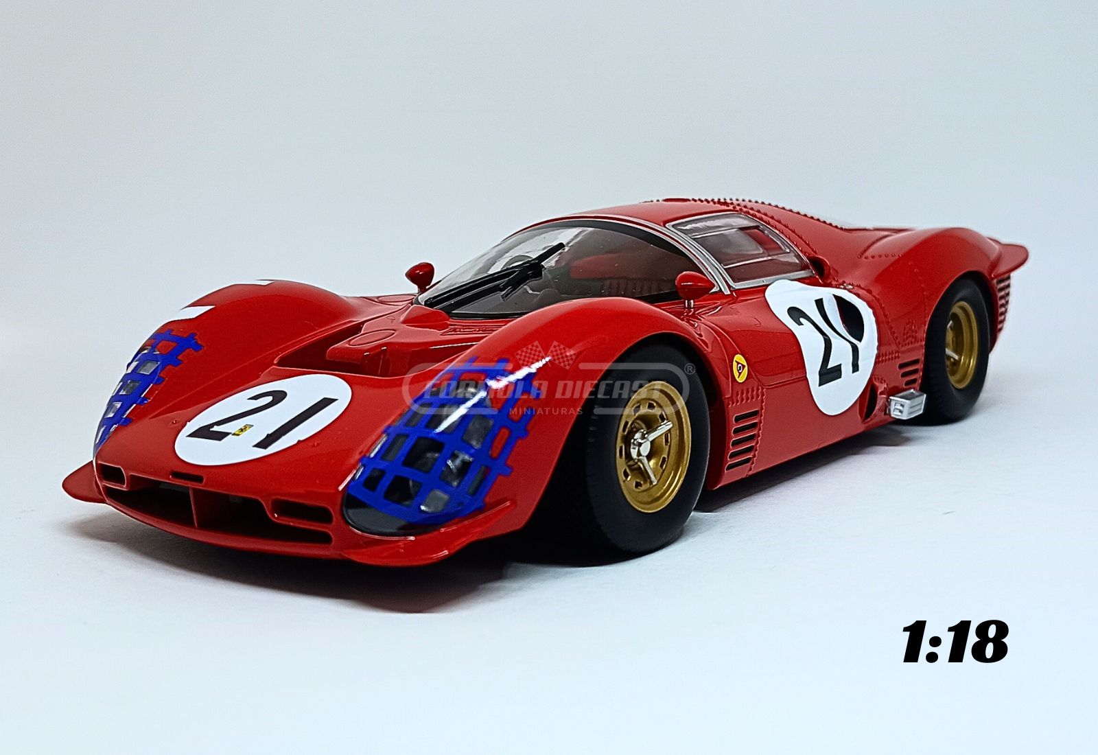 Miniatura de carro Ferrari 330 P3 Coupé #21 L. Bandini/J. Guichet, 24h Le Mans 1966, escala 1:18, marca Werk83