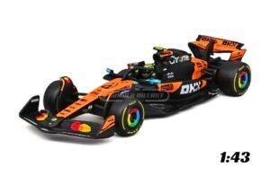 Miniatura de carro McLaren MCL39 #4 L. Norris, F1 2025, escala 1:43, marca Bburago